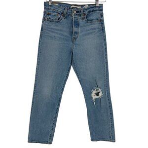 Levi's Wedgie Straight Light Wash Distressed Denim Jeans‎ Women's Size 26…